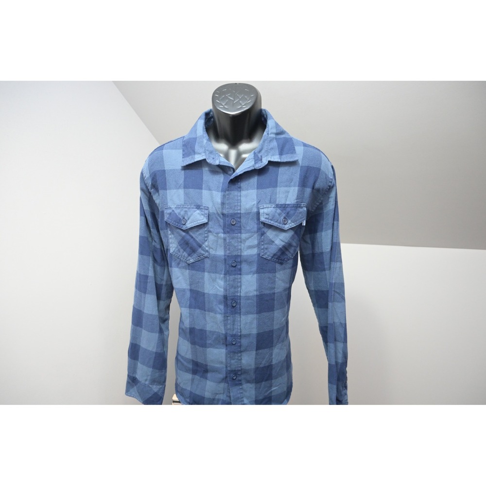 Hurley Button Up Flannel Shirt Mens Large Blue Buffalo Plaid Long Sleeve EUC